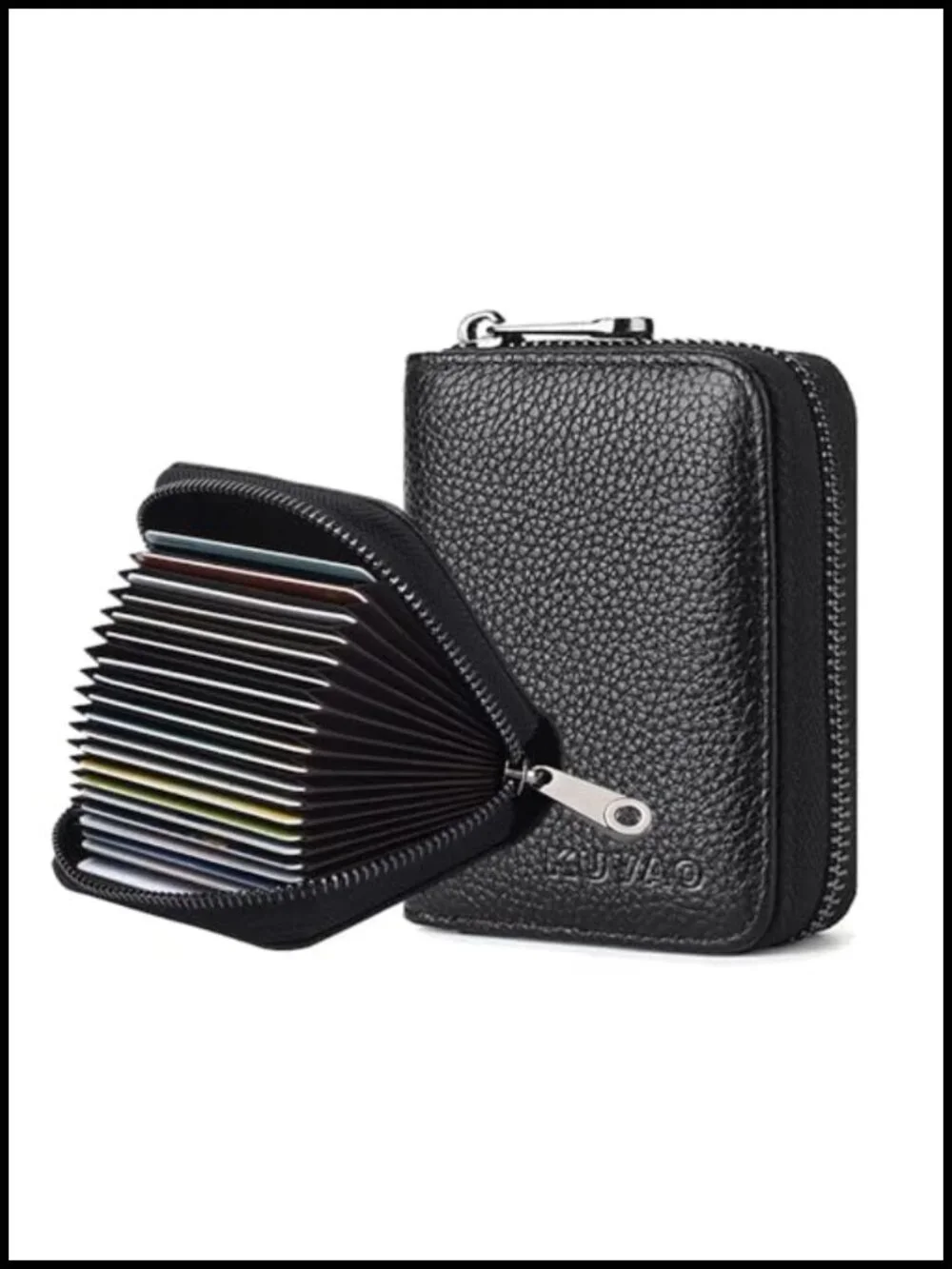 RFID Blocking Faux Leather Credit Card Holder Zipper Wallet 20 Card Slots